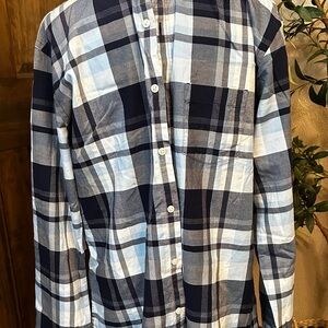 Mens Plaid Dress Shirt by Express in a size Large. Blue Black Gray, Long Sleeve